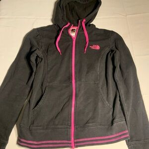 The North Face Black Zip Hoodie with Pink Accents